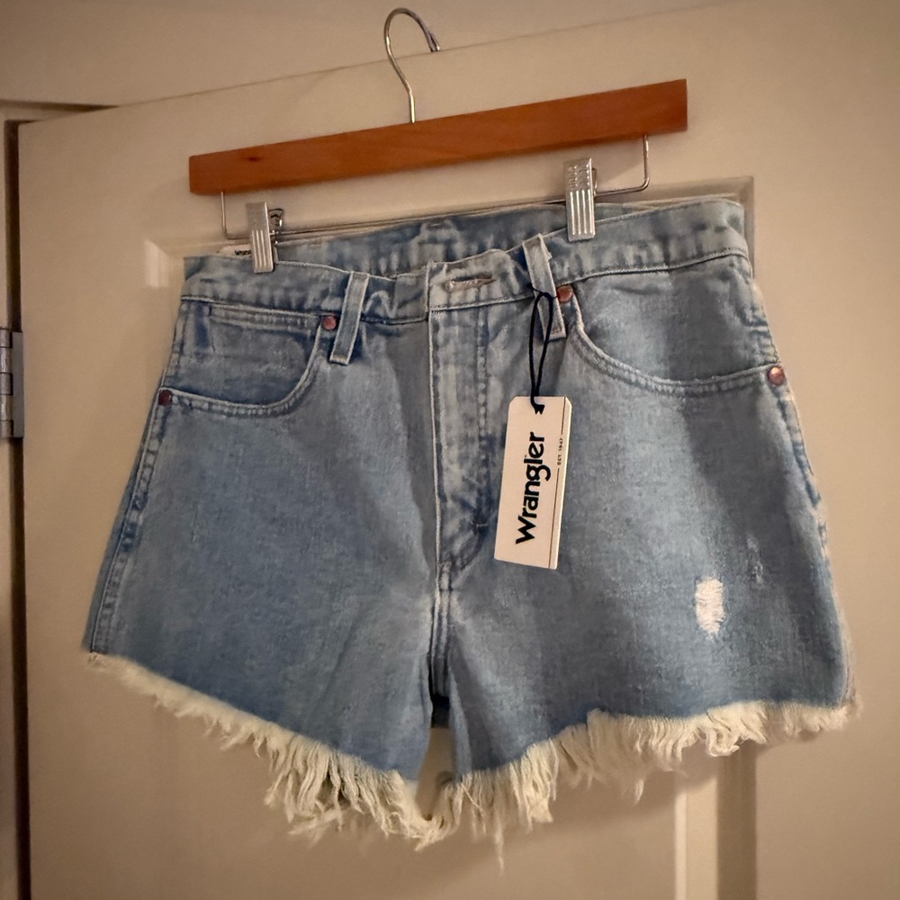 Wrangler Women's Distressed Light Blue Jean Shorts
